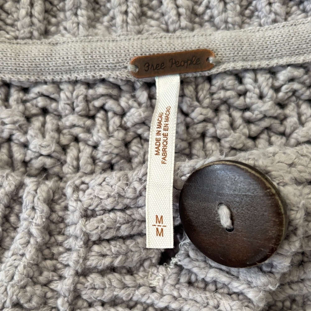 Free People Bonfire Gray Cable Knit Cardigan - Picture 2 of 3